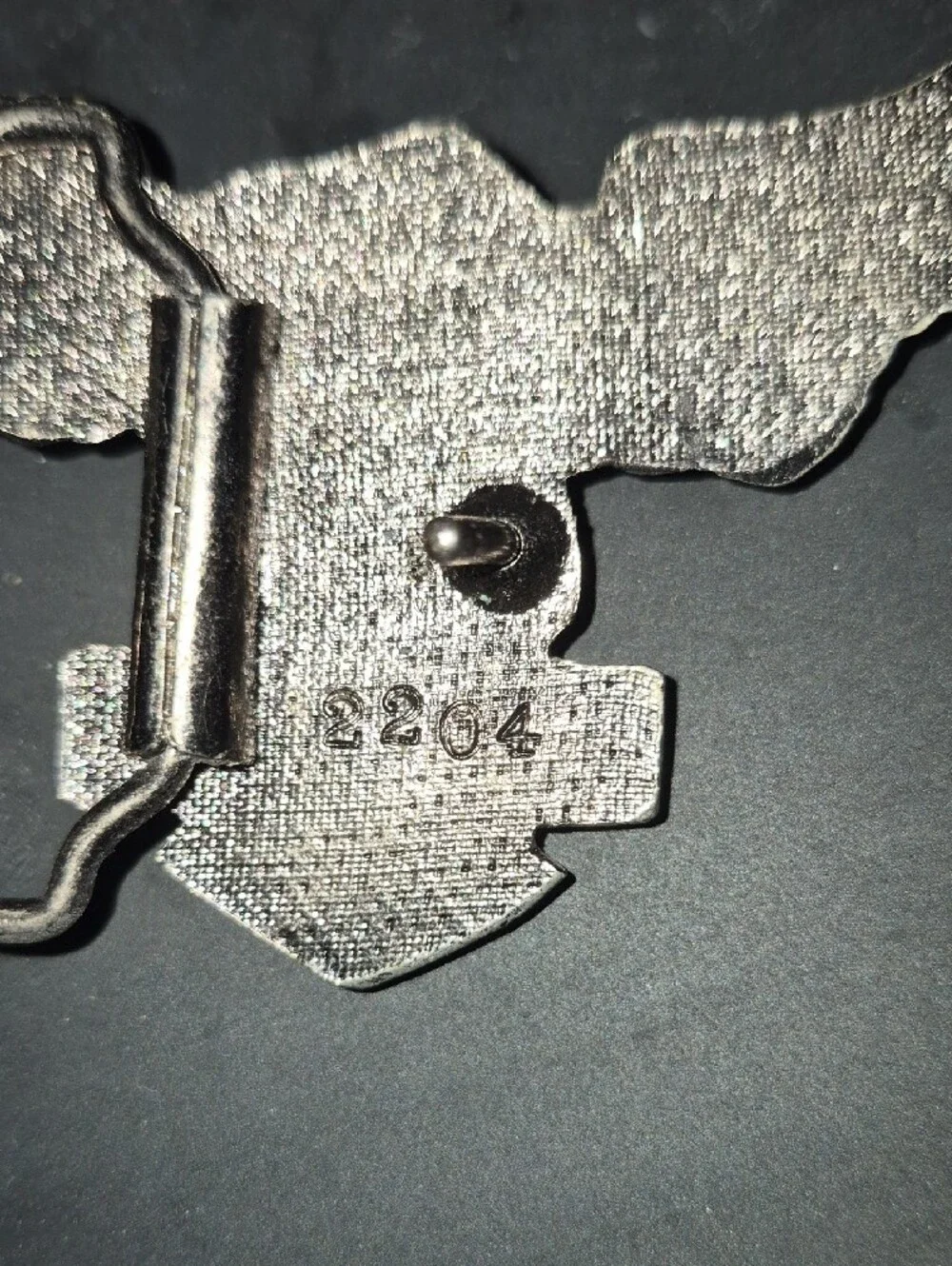 Harley-Davidson Silver Eagle Pin with Red Logo Shield